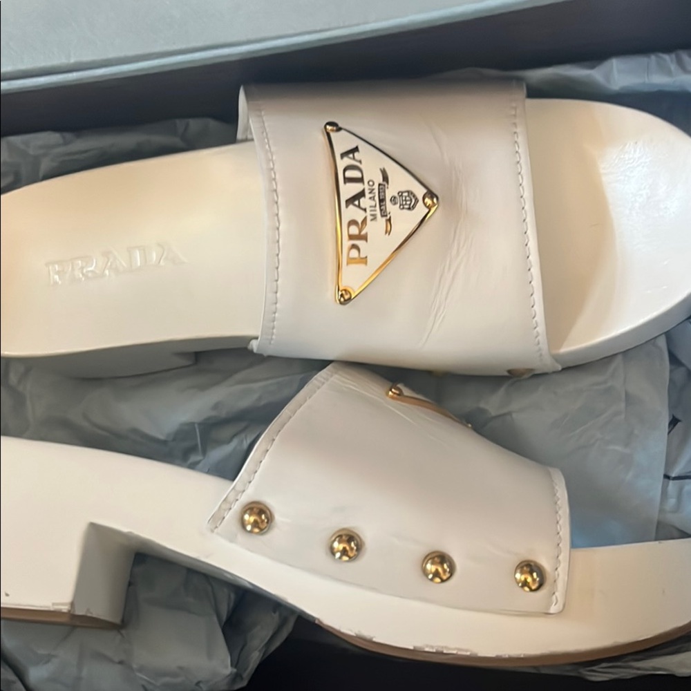 Prada Milano White Clogs Mules - Picture 3 of 10
